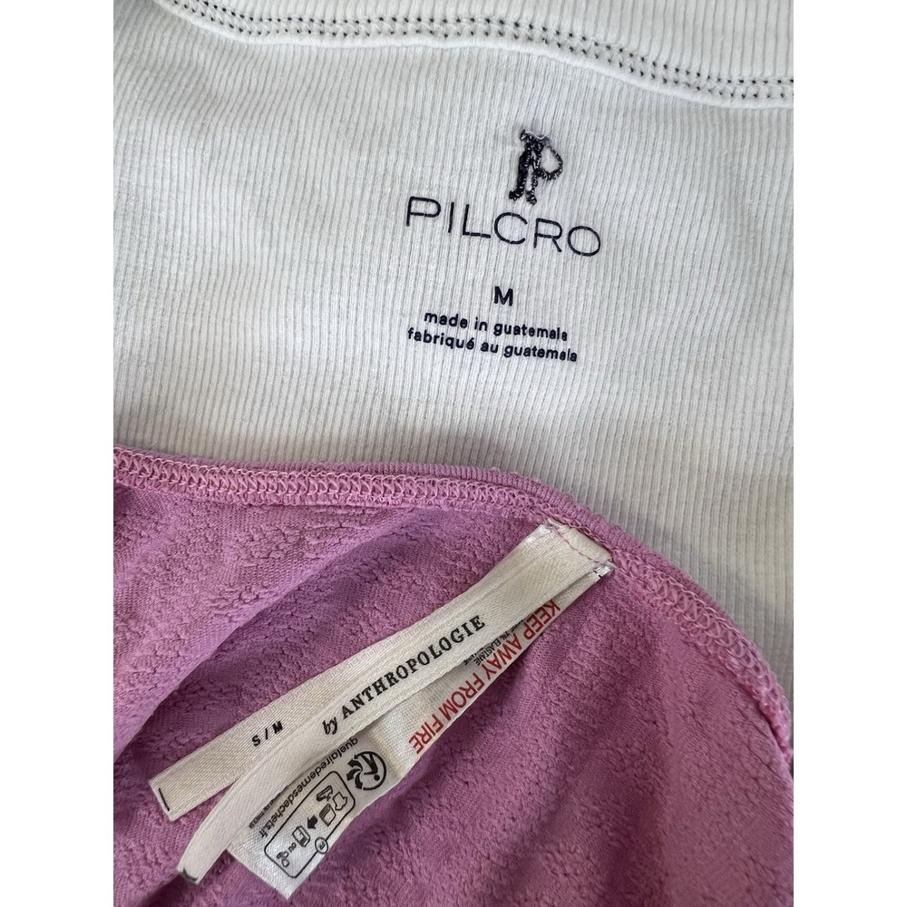 Anthropologie Pilcro Lot Of 2 Tanks Tops‎ Sz Medium White / Pink - Picture 8 of 11